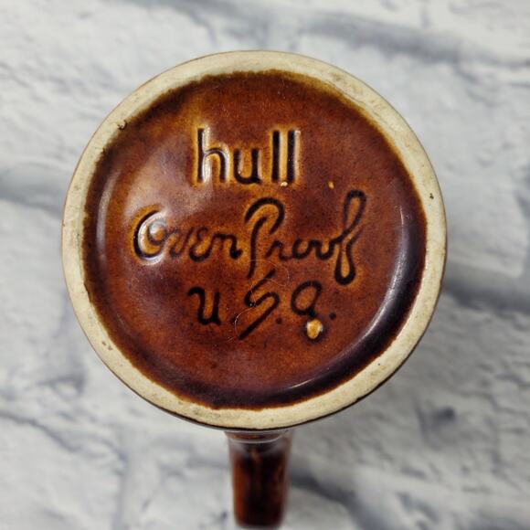Vintage Hull Retro Diner Style Brown Drip Glaze Mug OvenProof USA - Picture 3 of 12